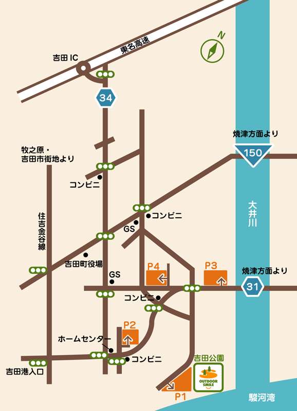 駐車場付近の地図